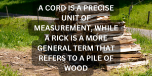 a cord is a precise unit of measurement, while a rick is a more general term that refers to a pile of wood.